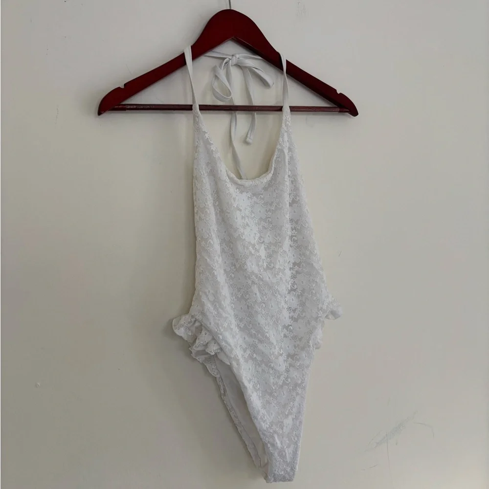 Free People Baben white lace one piece swimsuit - medium - Picture 3 of 5